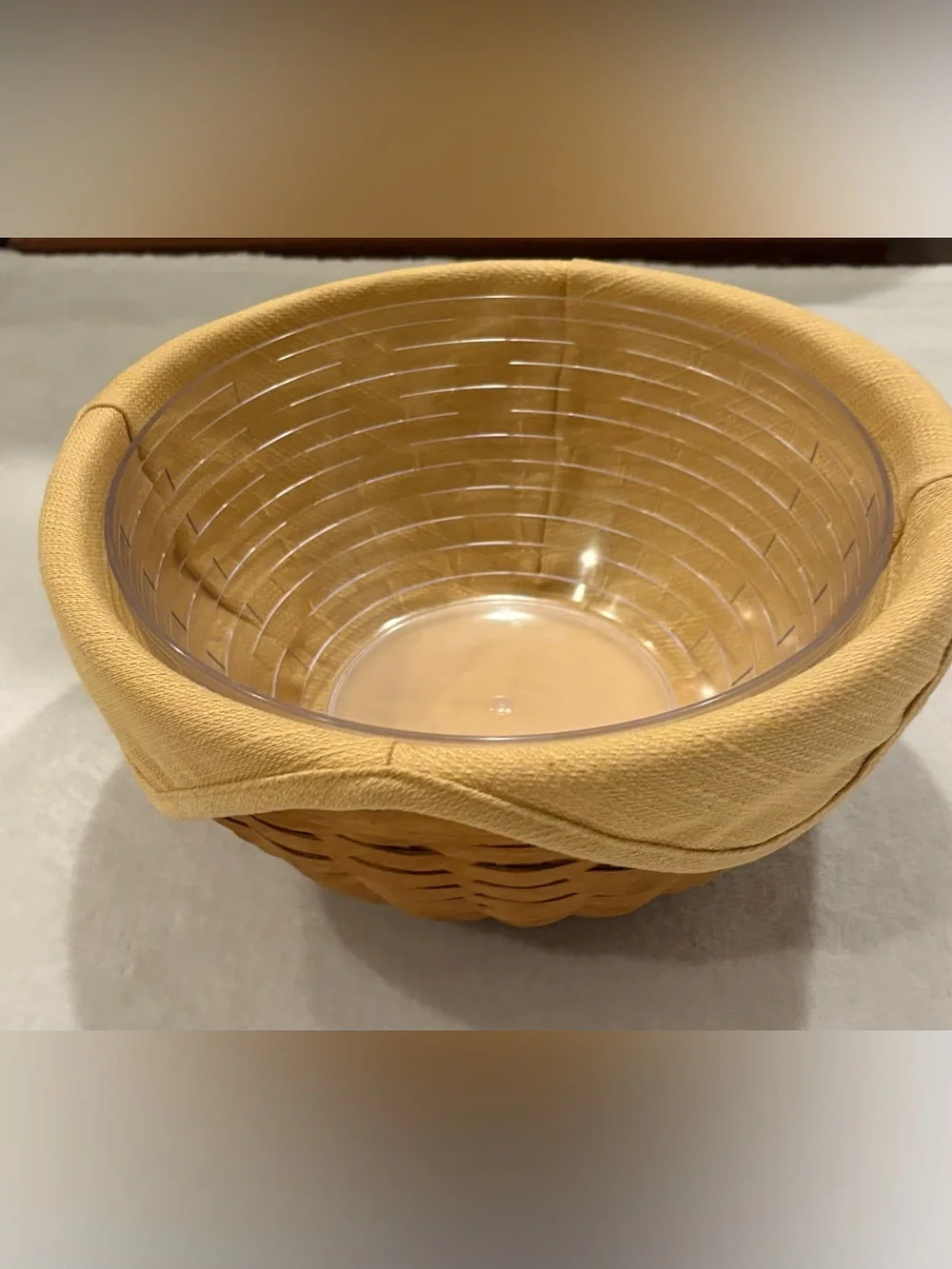 Longaberger Warm Brown Basket with Fabric Liner, Protector and Lid